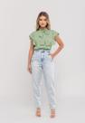 Blusa Feminina Com Laço na Gola e Manga Babado Verde Salvatore