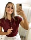 Blusa feminina com poá marsala, Tam p Blusa feminina com poá marsala, Tam p