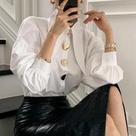 Blusa Feminina Coreana Retrô - Manga Comprida, Gola Virada e Estilo Solto