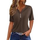 Blusa feminina COTECRAM casual e elegante de manga curta azul
