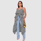 Blusa Feminina Crepe Duna Alça Fina Bata Com Babados Boho