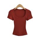 Blusa Feminina Cropped De Verão Com Gola Quadrada, Ajuste Slim, Alta Elasticidade E Manga Curta Sexy