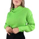 Blusa Feminina Cropped Trico Gola Alta Boba Tendência Invern