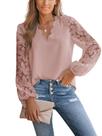Blusa feminina CUPSHE de renda elegante com decote em V recortada rosa XS