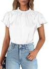 Blusa Feminina de Cetim com Babados e Manga Curta PRETTYGARDEN Branca P