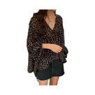 Blusa Feminina De Chiffon Com Decote Em V, Estampa Floral, Manga Longa, Casual De Primavera, Solta E