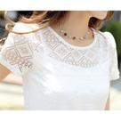 Blusa Feminina de Chiffon com Renda - Estilo Coreano - Tamanho Ajustado