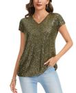 Blusa feminina de lantejoulas MINTLIMIT com glitter e decote em V, folgada