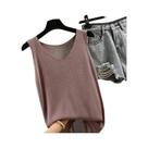 Blusa Feminina de Malha Sem Mangas com Gola V - Top para Verão