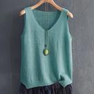 Blusa Feminina de Malha Sem Mangas com Gola V - Top para Verão