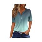 Blusa Feminina De Manga Comprida Com Decote Em V E Estampa Geométrica, Camisa De Manga Curta
