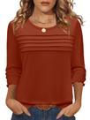 Blusa feminina de manga comprida LOMON com franzido caramelo, top L