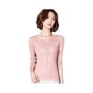 Blusa Feminina De Manga Longa Com Glitter E Tela Transparente, Gola O, Ajuste Slim, Preta E Rosa,