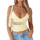 Blusa feminina de renda, retalhos, sem mangas, sem encosto, Y2K