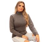 Blusa Feminina De Tricô Com Elastano Gola Alta Inverno 2023
