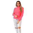 Blusa Feminina De Tricô Com Elastano Manga Longa Gola Alta Inverno