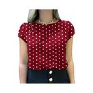 Blusa Feminina De Verão Com Estampa De Bolinhas, Manga Curta, Gola Redonda, Casual, Para Trabalho, Blusa Feminina De Verão Com Estampa De Bolinhas, Manga Curta, Gola Redonda, Casual, Para Trabalho,