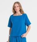 Blusa Feminina Decote Quadrado Em Tecido Rovitex Azul
