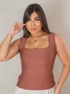 Blusa Feminina Decote Quadrado Reto Em Suplex Regata Feminina Alça Larga Com Decote Sensual Quadrado