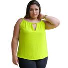 Blusa feminina decote V detalhe de corrente dourada costas em V regata casual alças finas de amarração nas costas duna liso slim e plus size 40 ao 54