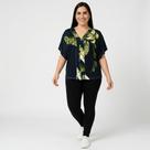 Blusa Feminina Decote V Manga Curta Estampada Amarração - Estampado 2 Blusa Feminina Decote V Manga Curta Estampada Amarração - Estampado 2