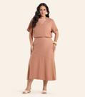 Blusa Feminina Decote V Viscose Secret Glam Marrom