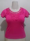 Blusa feminina detalhe em renda, Rosa, tamanho G Blusa feminina detalhe em renda, Rosa, tamanho G
