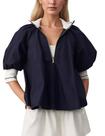 Blusa feminina Dewpaur, esportiva Henley Swing, manga folhada, azul marinho