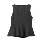 Blusa Feminina Elegante Com Babados Na Barra, Sem Mangas, Ajuste Slim, Gola Redonda Para Outono