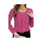 Blusa Feminina Elegante De Manga Longa Solta, Camisa Casual Da Moda, Top Para Férias E Fim De Semana Blusa Feminina Elegante De Manga Longa Solta, Camisa Casual Da Moda, Top Para Férias E Fim De Semana
