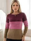 Blusa Feminina Elegante Tricot Manga Longa Tricolor Casual