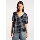 Blusa Feminina Em Viscose Estampada - Azul P Blusa Feminina Em Viscose Estampada - Azul P