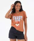 Blusa Feminina Estampa Urso Manga Curta Marisa Marrom-22047