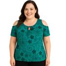 Blusa Feminina Estampada Malha Fria Ombro Vazado