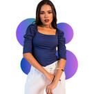 Blusa Feminina Estilosa Forrada Manga Princesa Moda Blogueira Chique Tendência