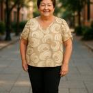 Blusa Feminina Evangélica Plus Size Tecido Duna Manga Bufante com Amarração Decote V Moda Cristã G GG Confortável Elegante Para Culto Igreja Senhora