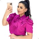 Blusa Feminina Evangélica Social Babado Com Gola De Laço