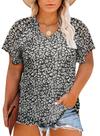 Blusa feminina Eytino plus size de chiffon com estampa floral boho Blusa feminina Eytino plus size de chiffon com estampa floral boho