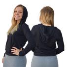 Blusa Feminina Fitness Manga Longa Capuz Dryfit Academia Proteção Uv50+ Corta Vento