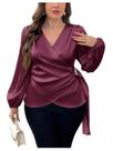 Blusa feminina Floerns plus size acetinada, roxa assimétrica Blusa feminina Floerns plus size acetinada, roxa assimétrica