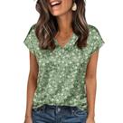 Blusa feminina floral de cetim e seda com decote em V e manga curta XL Blusa feminina floral de cetim e seda com decote em V e manga curta XL