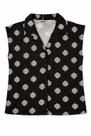 Blusa Feminina Floral Estampada Sem Manga com Abotoamento Cores:PretaTamanho:G