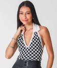 Blusa Feminina Frente Única Xadrez Marisa Preto-78174