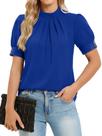 Blusa feminina Funlingo com gola simulada e manga bufante azul royal L
