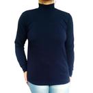 Blusa Feminina Gola Alta Manga Longa Soltinha Lisa Malha Crepe Pp ao Plus Size