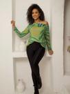 Blusa Feminina Gola Canoa Manga Longa Estampada Lira