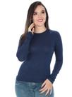 Blusa Feminina Gola Careca Básica Manga Longa Marinho Blusa Feminina Gola Careca Básica Manga Longa Marinho