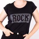 Blusa Feminina Gola Redonda Rock Strass Preta