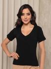 Blusa Feminina Gola V Manga Curta Tshirt Basica Blusinha
