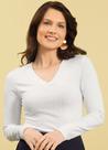 Blusa Feminina Gola V Manga Longa Canelada Blusa Feminina Gola V Manga Longa Canelada